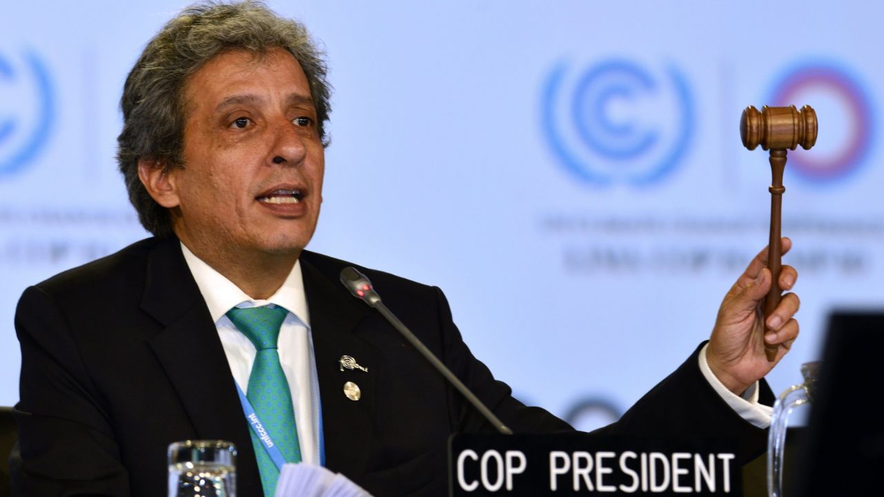 Peru's Minister of Environment Manuel Pulgar closes debate on the document.