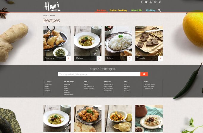 Her website features a range of recipes, which can be accessed easily during dinnertime with a smartphone or tablet