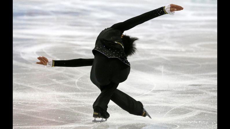 Japanese figure skater Sota Yamamoto performs his short program Thursday, December 11, during the ISU Grand Prix Final in Barcelona, Spain. He finished second in the junior men category, behind countryman Shoma Uno.