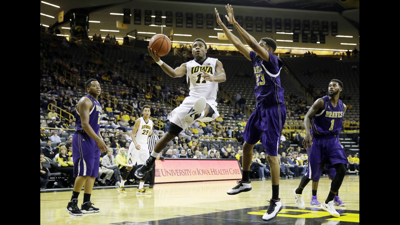 Iowa guard Trey Dickerson drives to the basket while the Hawkeyes hosted Alcorn State on Tuesday, December 9.