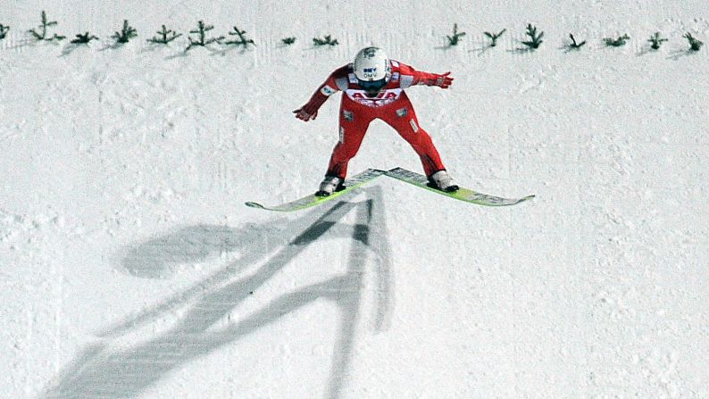 Norwegian ski jumper Andreas Stjernen prepares to land during a World Cup event in Nizhny Tagil, Russia, on Sunday, December 14.