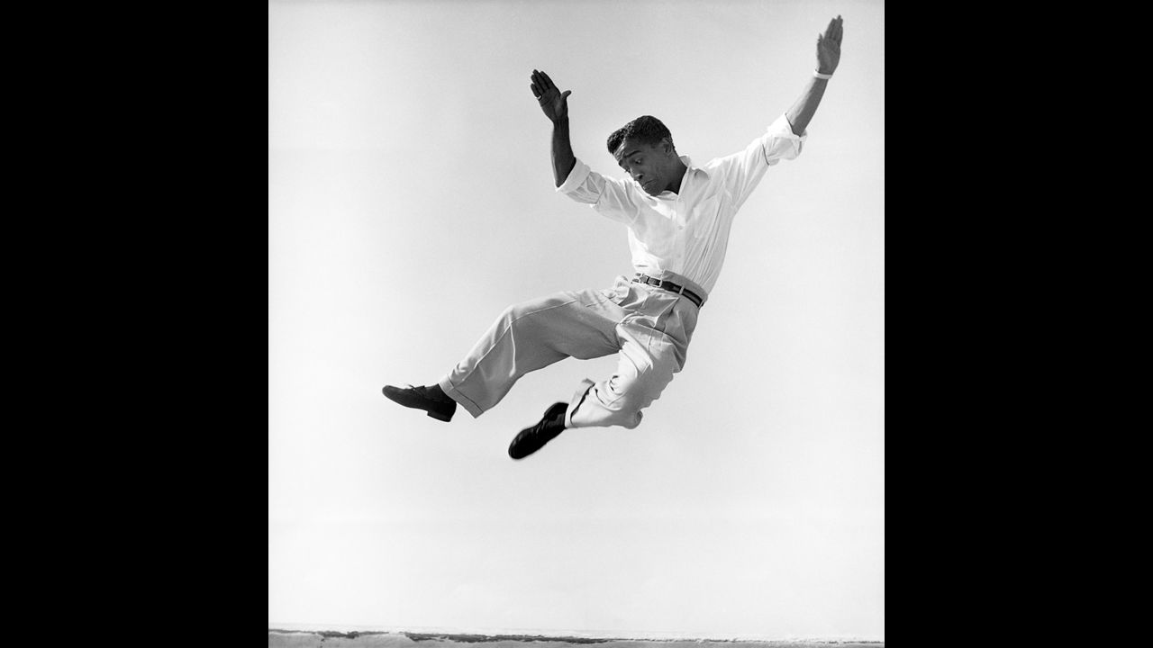 Sammy Davis Jr. dancing on a Hollywood rooftop in 1947.
