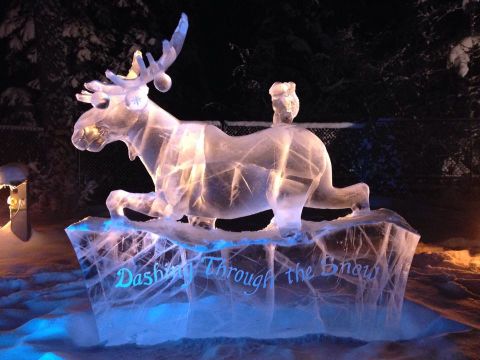 For the past decade, residents of North Pole, Alaska, have hosted the six-week Christmas on Ice festival, combining lights with intricate ice sculptures.