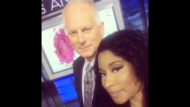 Rapper Nicki Minaj poses with ESPN's Kenny Mayne in this selfie <a href="http://instagram.com/p/whpcrXr8WA/?modal=true" target="_blank" target="_blank">posted to her Instagram account</a> on Friday, December 12. "SPORTS CENTER!!!" she wrote. "CHECK ME OUT AFTER THE NBA DOUBLE HEADER!!!"