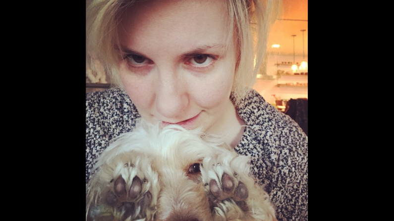 Actress <a href="http://instagram.com/p/woUZG6i1GW/?modal=true" target="_blank" target="_blank">Lena Dunham</a> posed with her dog Monday, December 15, and wrote, "I don't want to see THAT!" 