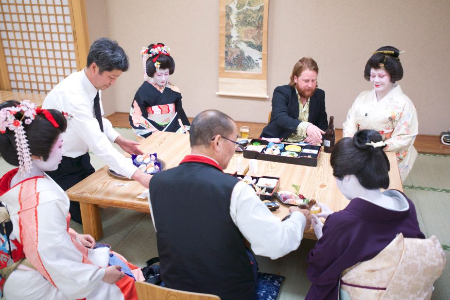 Hosted at a local restaurant, an evening of dinner and entrainment with Sayuki and her geisha colleagues involves numerous courses of food and musical performances. 