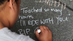A message of condolence messages is written on the pavement at Martin Place on December 17. #illridewithyou became a trending hashtag on Twitter during the siege, expressing solidarity with Australian Muslims in the wake of the incident.