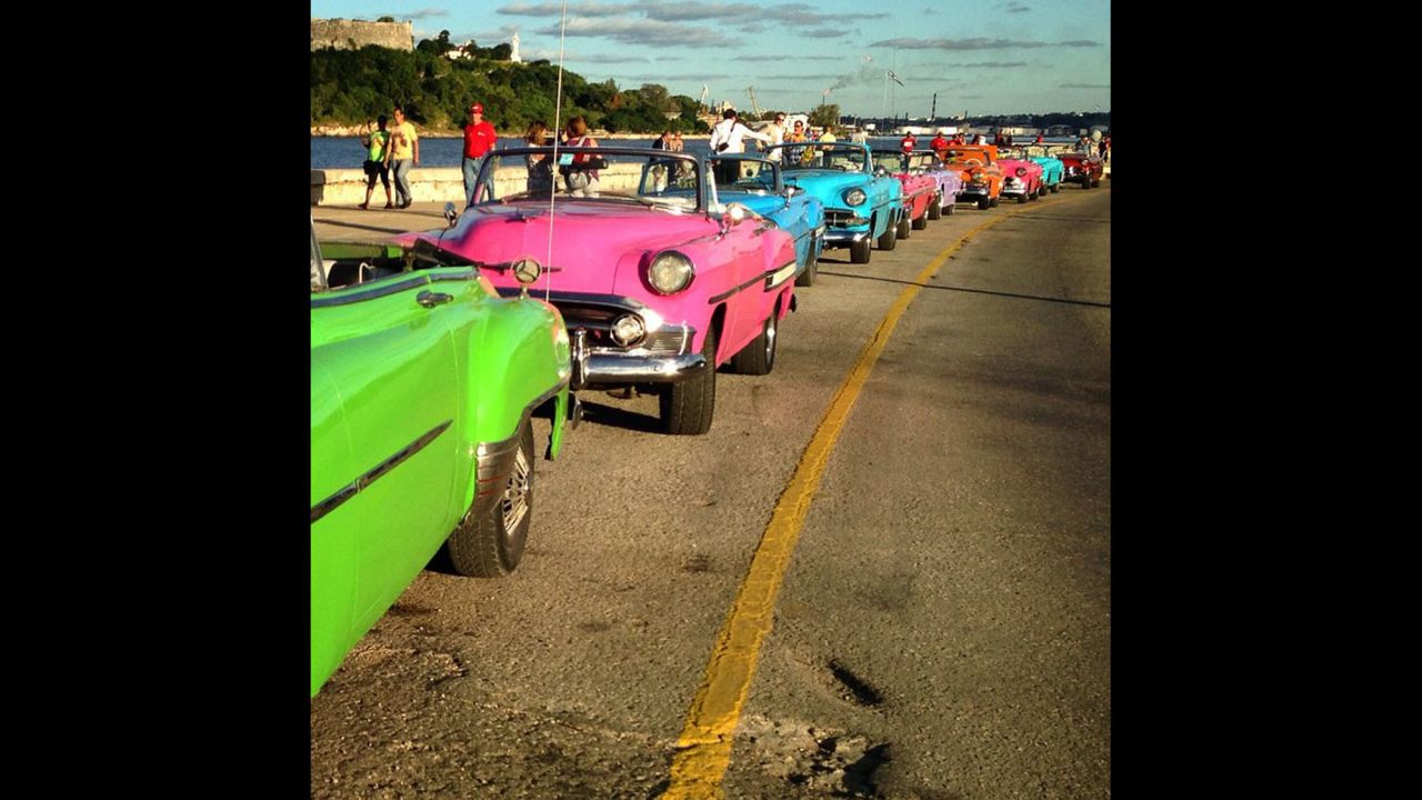 CNN's Patrick Oppmann loves to capture "Cuba moments" with his camera, including this Instagram post of "a row of classic cars rented for a wedding lined up on the malecon (Havana's famous highway and seawall)." Oppmann, the only U.S.  television correspondent based in Cuba, has lived on the Caribbean island for three years.  Check out some of his favorite images or <a href="http://instagram.com/cubareporter/" target="_blank" target="_blank">follow him on Instagram:</a>