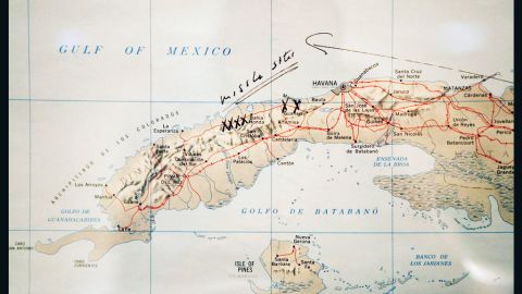 JFK personally annoted this map during the Cuban Missile Crisis 