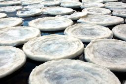 Mysterious ice pancakes seen on the River Dee in Scotland in 2014.