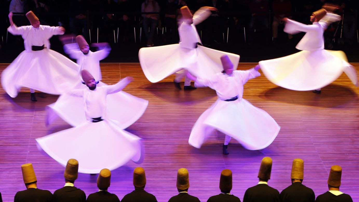 <a href="http://www.cnn.com/2014/07/24/travel/turkey-mevlevi-dervishes/index.html" target="_blank">Whirling Dervishes</a> perform a traditional "sema" ritual during a ceremony in Istanbul on Saturday, December 13. The ceremony marked the death of Mevlana Jalaluddin Rumi, the father of the Mevlevi sect the Dervishes belong to.