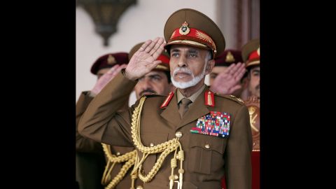 Sultan Qaboos bin Said of Oman salutes during a military parade in 2013. 