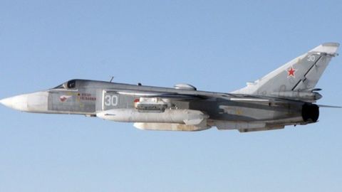 A Su-24 attack aircraft, nicknamed the Fencer by NATO, was photographed by a Norwegian warplane.
