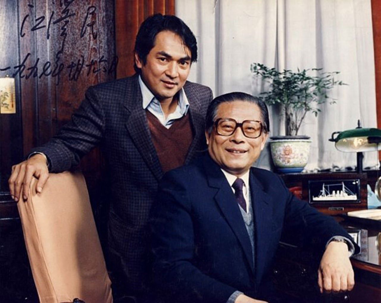 With former president Jiang Zemin when he was Shanghai mayor. 