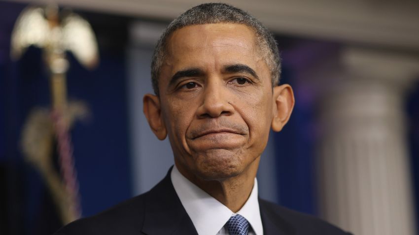 WASHINGTON, DC - DECEMBER 19: U.S. President Barack Obama speaks to members of the media during his last news conference of the year in the Brady Press Briefing Room at the White House December 19, 2014 in Washington, DC. President Obama faced questions on various topics including the changing of Cuba policy, the computer hack of Sony by North Korea, his executive action on immigration and his plan on working with a Republican majority Congress. (Photo by Chip Somodevilla/Getty Images)