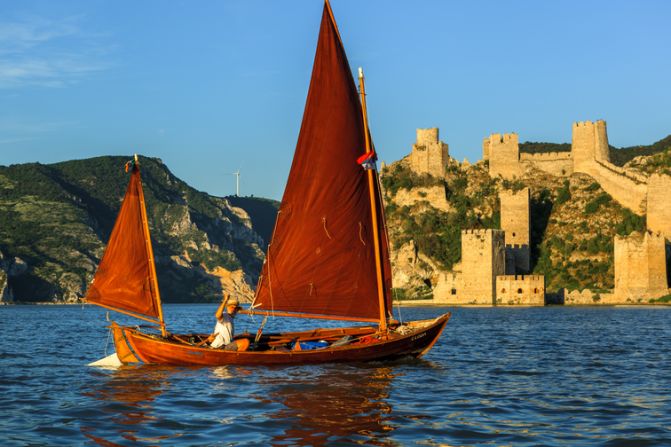 <strong>Golubac Fortress</strong>: Dragan Miletic took this photo of a colorful boat on the river Danube, with the medieval <a href="index.php?page=&url=http%3A%2F%2Fireport.cnn.com%2Fdocs%2FDOC-1191741">Golubac fortress</a> bathed in golden light in the background. 