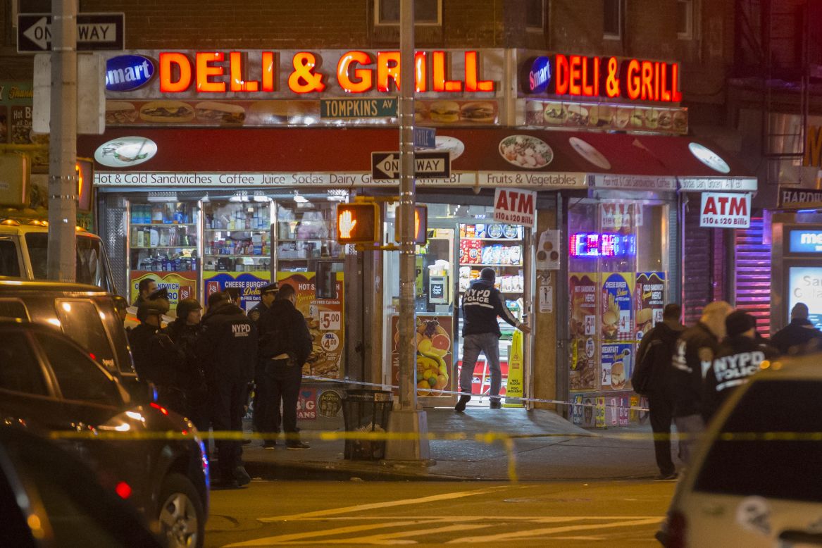 The officers -- one with two years' experience, the other with seven years on the job -- were normally assigned to downtown Brooklyn but were working a "critical response" detail in an area with higher crime, police said.