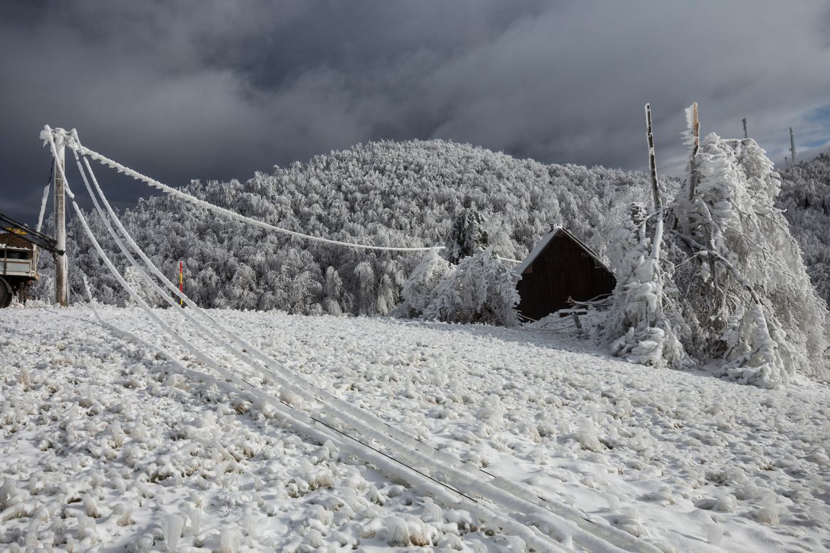 Korošec says the summit was covered in dense fog during the storm, which helped to create the formations.  Rime ice forms when the water droplets in fog freeze to the surface of exposed objects.
