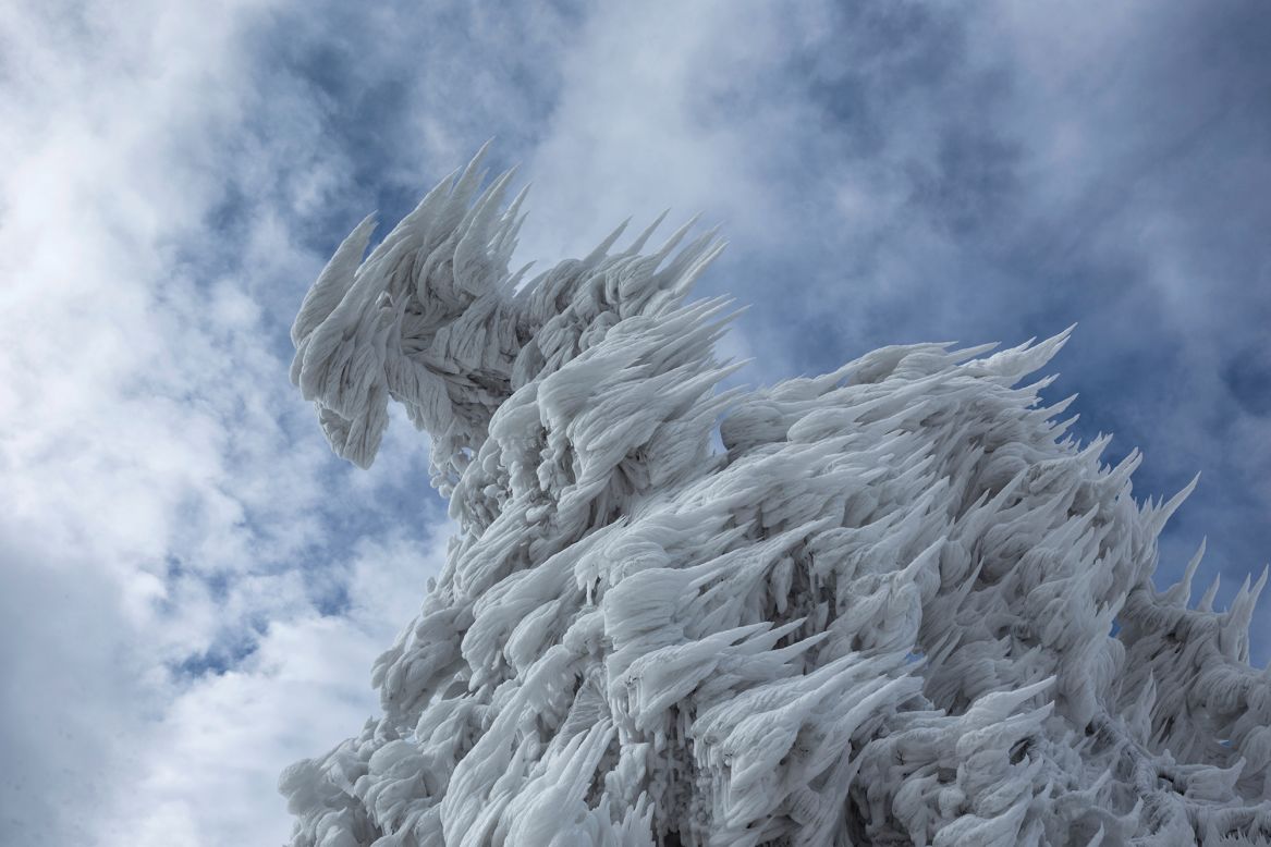 He says that at some of the most exposed areas on the mountain, the ice was 40 inches thick.  "A remarkable amount of hard rime, I've never seen this before."