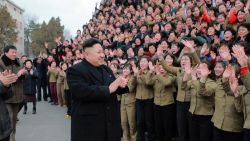 This undated picture released from North Korea's official Korean Central News Agency (KCNA) on December 21, 2014 shows North Korean leader Kim Jong-Un (L) visiting the Kim Jong-Suk Pyongyang Textile Mill in Pyongyang. AFP PHOTO / KCNA via KNS REPUBLIC OF KOREA OUT
THIS PICTURE WAS MADE AVAILABLE BY A THIRD PARTY. AFP CAN NOT INDEPENDENTLY VERIFY THE AUTHENTICITY, LOCATION, DATE AND CONTENT OF THIS IMAGE. THIS PHOTO IS DISTRIBUTED EXACTLY AS RECEIVED BY AFP.
---EDITORS NOTE--- RESTRICTED TO EDITORIAL USE - MANDATORY CREDIT "AFP PHOTO / KCNA VIA KNS" - NO MARKETING NO ADVERTISING CAMPAIGNS - DISTRIBUTED AS A SERVICE TO CLIENTSKNS/AFP/Getty Images