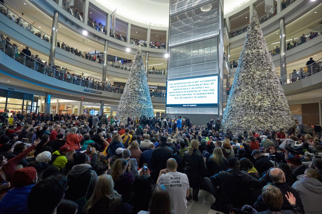 Thousands of protesters fill the Mall of America in Bloomington on Saturday, December 20.