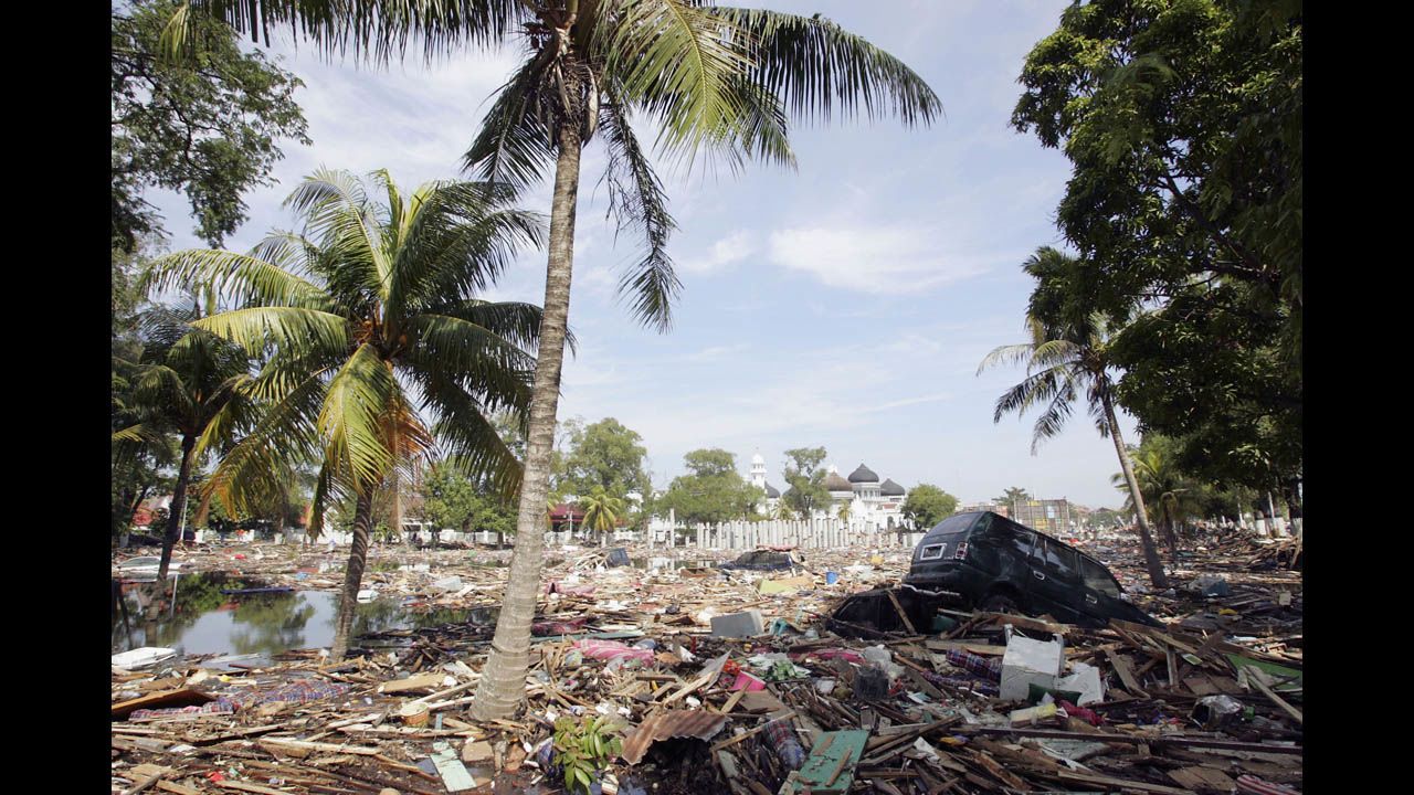 A general view of the devastation seen in Banda Aceh on December 28, 2004.