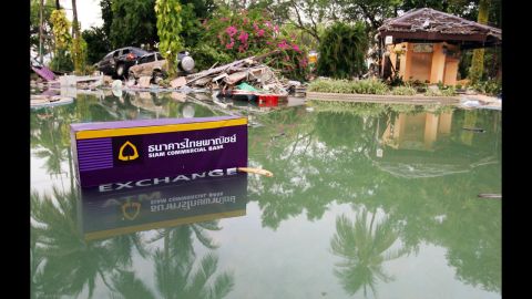 An automated bank teller machine rests submerged in the pool of the Holiday Inn on December 27, 2004, in Patong Beach, Thailand. 