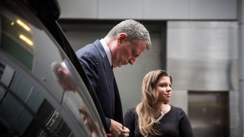 New York City Mayor Bill de Blasio arrives to speak at the Police Athletic League Luncheon on December 22, 2014 in New York City. Tension between the Mayor and the New York Police Department (NYPD) have been high after de Blasio sympathized with protesters who took to the streets after grand juries declined to charge white officers in the killings of unarmed black males. Police commissioner Bill Bratton urged to ease those tensions in the wake of the shooting of NYPD officers, Wenjian Liu and Rafael Ramos, of the 84th Precinct who were killed execution style on December 20 as they sat in their marked police car on a Brooklyn street corner.