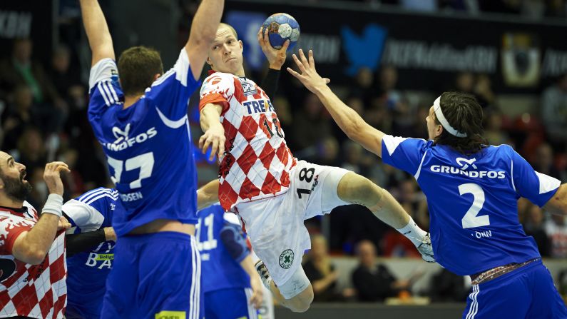 Kasper Irming of KIF Kolding Copenhagen throws the ball during the Danish Handball Liga match against BSV Bjerringbro Silkeborg on December 20, in Brondby, Denmark.