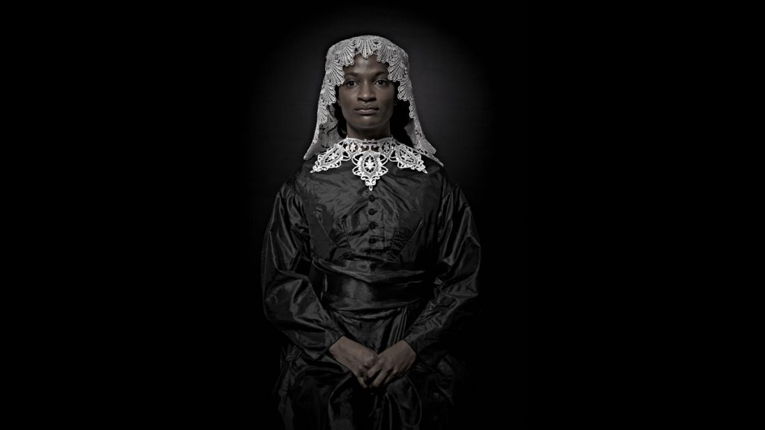 Helfman's photographs are often loaded with implied questions about race and gender.
