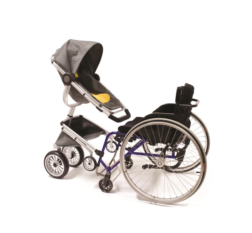<strong>Cursum Stroller</strong><br /><br />Designer Cindy Sjöblom has focused on making<a href="http://www.red-dot.sg/en/online-exhibition/concept/?code=1281&y=2014&c=3&a=0" target="_blank" target="_blank"> a stroller</a> that can easily connect to a wheelchair, offering adjustments to the height and positioning of the baby seat.<br />