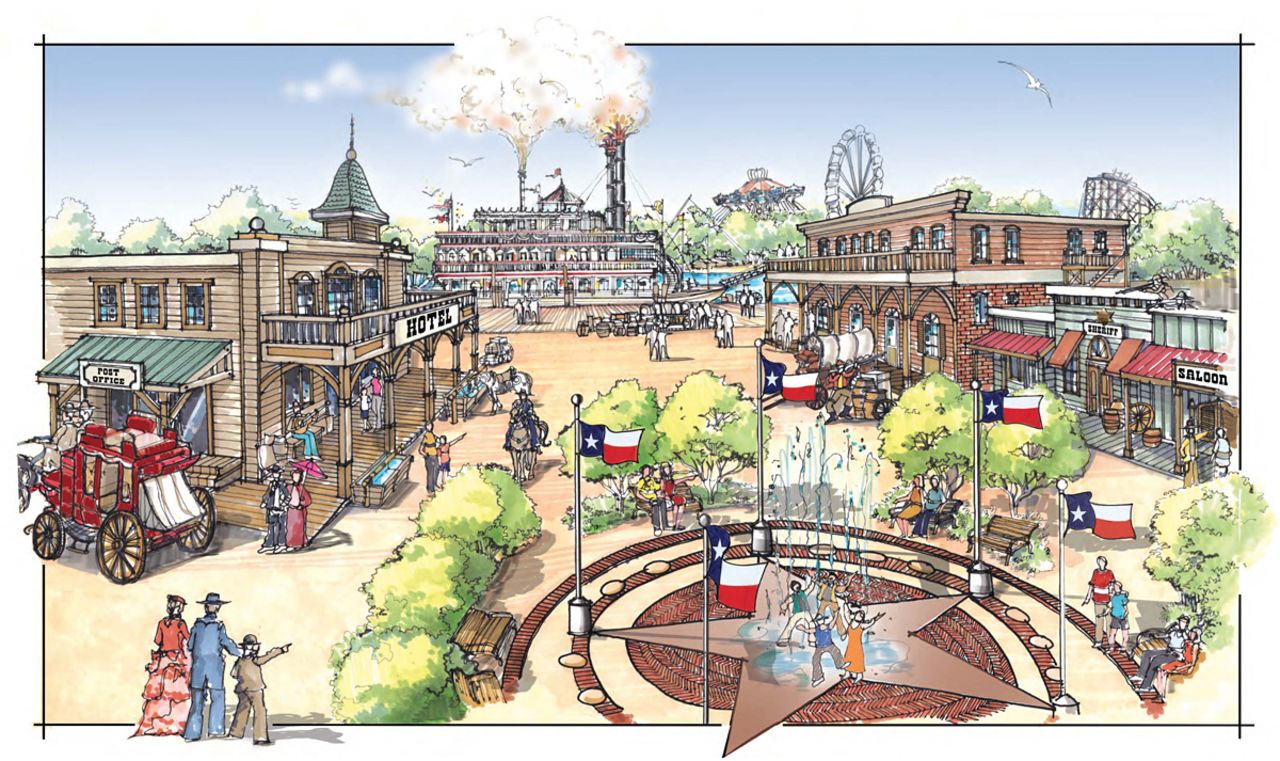 The  640-acre Grand Texas Entertainment District near Houston will include seven Texas-themed attractions, a motor sports park, sports complex and water park. The opening date has been pushed back to late 2017 or early 2018. 