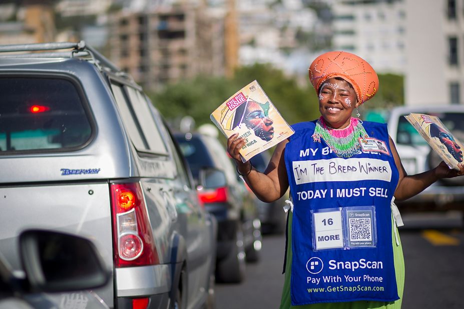 Snapscan is a mobile payments system that works using QR codes. The South Africa based startup won MTN App of the Year in 2013 and used the prize money to set up all of Cape Town's Big Issue magazine vendors with "snapcodes" so that they can accept payments via the app. 
