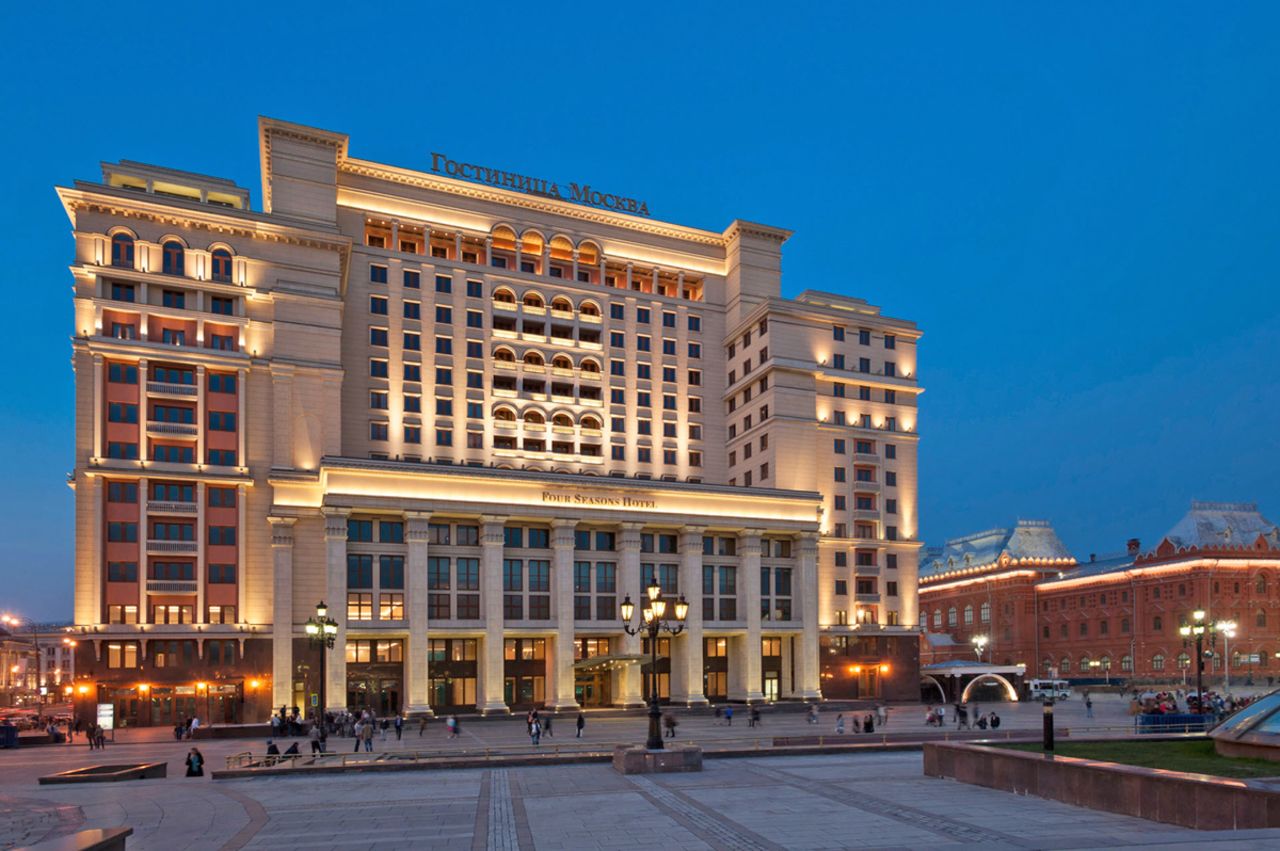 The Four Seasons Moscow sits across the street from Bolshoi Theatre and is adjacent to Red Square. Guests get a Nespresso machine, Roberto Cavalli bathroom amenities and in-room iPad.