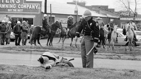 Dallas County Sheriff Jim Clark's posse used tear gas, clubs, whips and ropes to turn back the demonstrators. Images of beaten and bloodied men, women and teenagers shocked the nation.