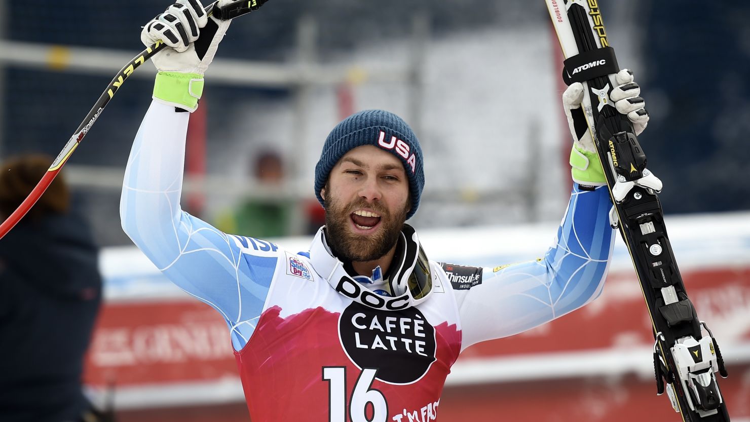 Travis Ganong won his first alpine skiing race Sunday when he captured a downhill in Italy. 