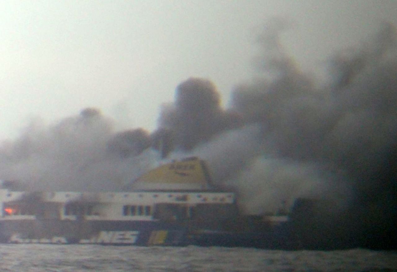 The fire is believed to have started in the garage area shortly after the ship set sail.