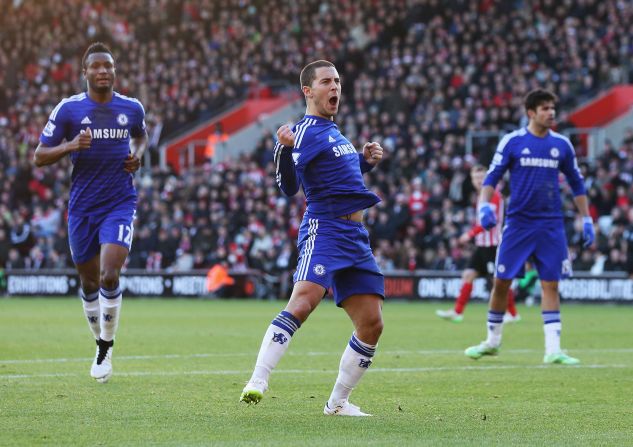 Eden Hazard scored for Chelsea. It was a rare away goal in the league for the Belgian.