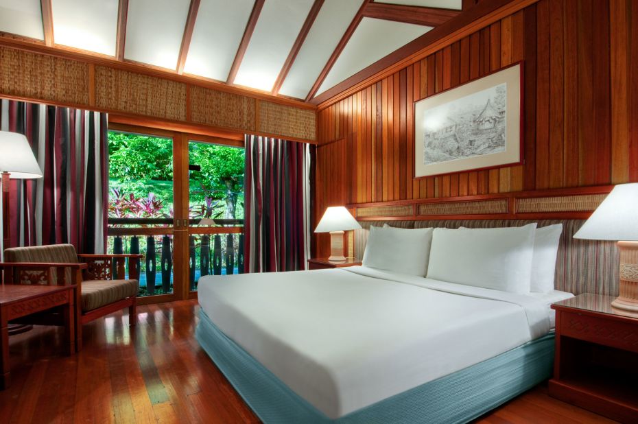 The Batang Ai resort's rooms provide an air conditioned escape from the humidity of the rain forest.