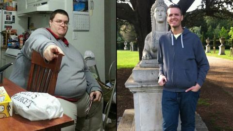 <a href="http://www.cnn.com/2014/04/28/health/irpt-weight-loss-brian-flemming/">Brian Flemming</a> is at 235 pounds -- a total of 390 pounds lost -- and recently finished his first half-marathon. He still has about 30 pounds of excess skin, which he hopes to have removed someday. (iReport / Brian Flemming)