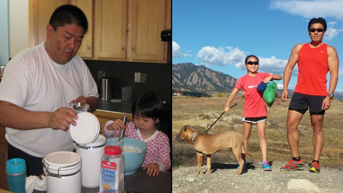 <a href="http://www.cnn.com/2014/09/15/health/irpt-weight-loss-yusuke-kirimoto/">Yusuke Kirimoto</a>, pictured here with his daughter in 2010 and 2014, dropped 100 pounds by cutting his sugar and carbohydrate intake and gradually adding exercise. Last year, he overcame his fear of swimming to complete his first triathlon. 