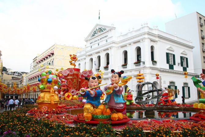 Historic Macau, with its blend of Portuguese and Chinese cultures, hosts some of the most colorful Lunar New Year celebrations on earth. 
