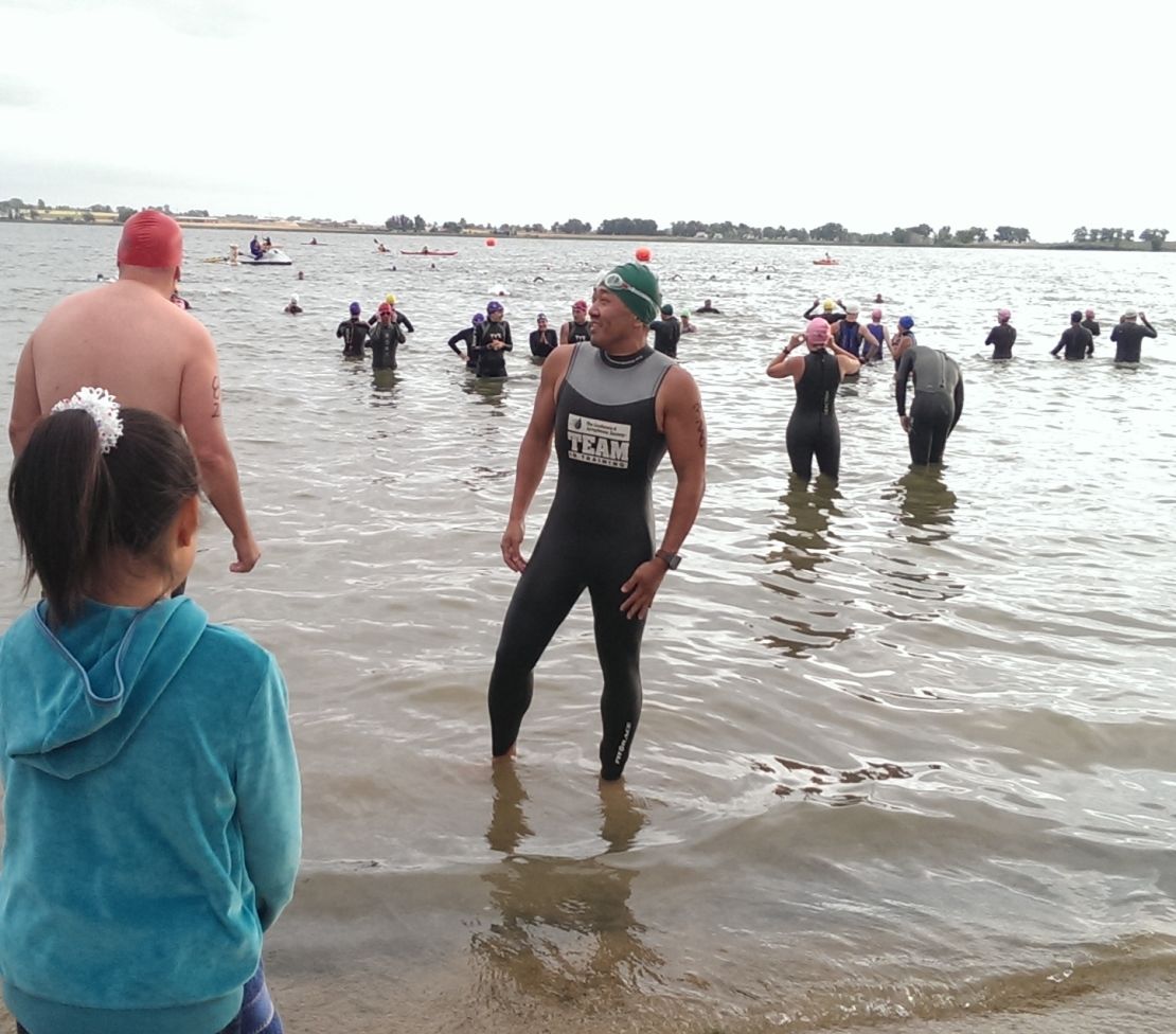 Yusuke Kirimoto overcame his fear of swimming to complete his first triathlon. 