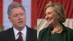 Bill Clinton in 1996 and Hillary Clinton in 2014
