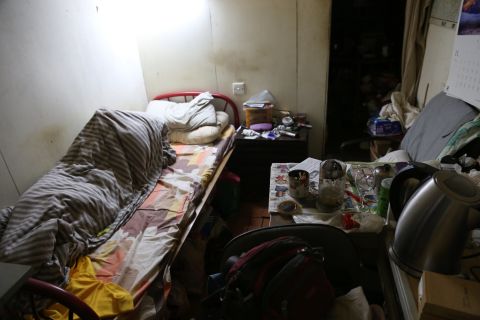 Chong, a resident in one of the rooftop dwellings in Kwun Tong, who refused to give his full name, has lived in this 70-square-foot room for 11 years.