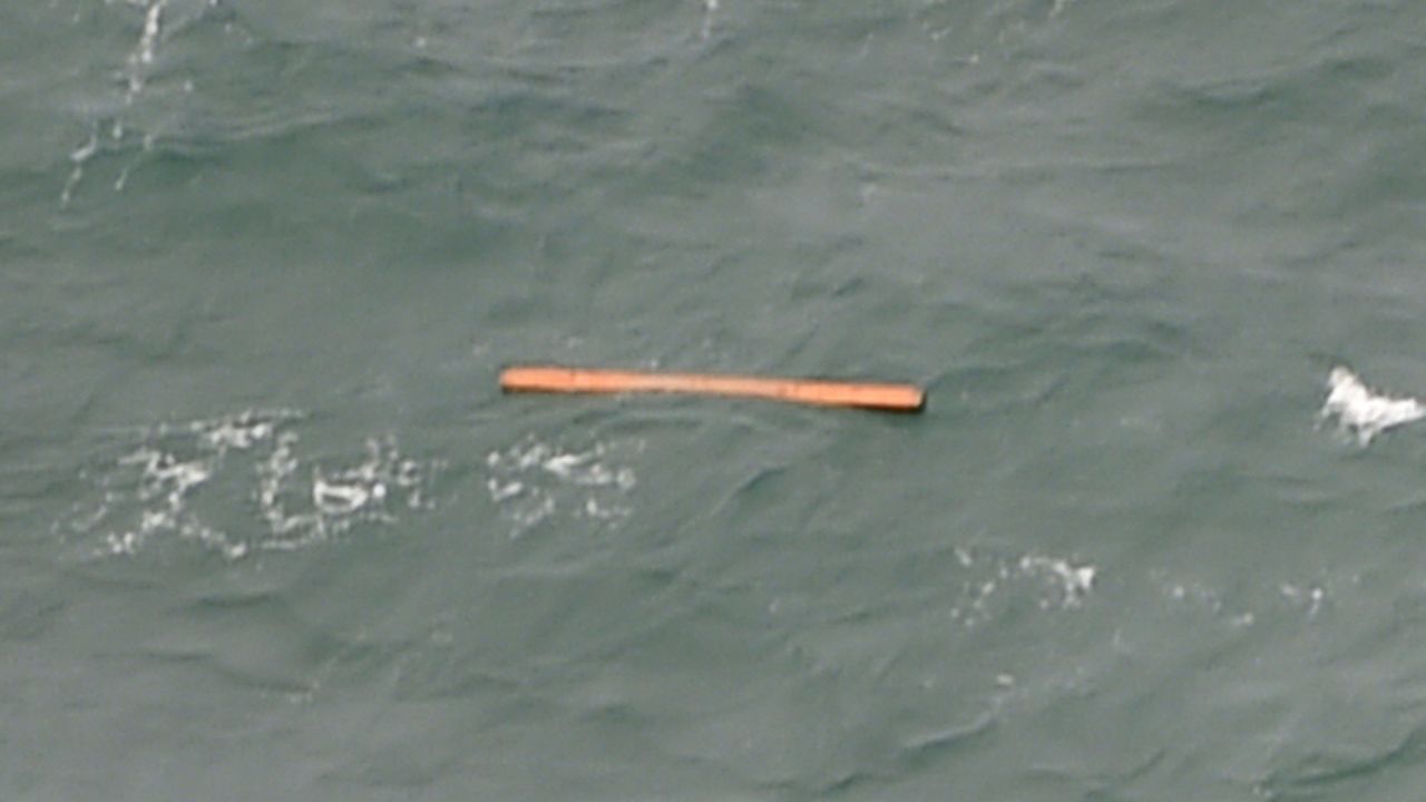 Debris floats in the Java Sea on December 30.