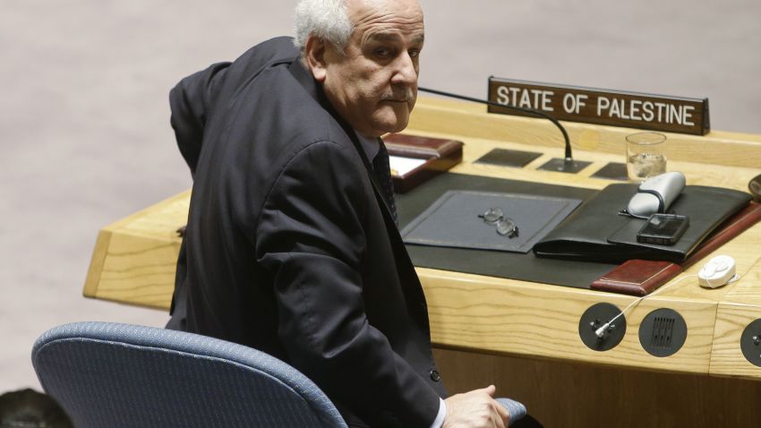 Palestinian Ambassador to the United Nations Riyad Mansour waits for the start of a meeting of the U.N. Security Council Tuesday, Dec. 30, 2014, at the United Nations headquarters. The U.N. Security Council scheduled a vote Tuesday evening on a Palestinian resolution calling for an end to Israel's occupation within three years, a proposal virtually certain to be defeated because of U.S. and Israeli opposition.