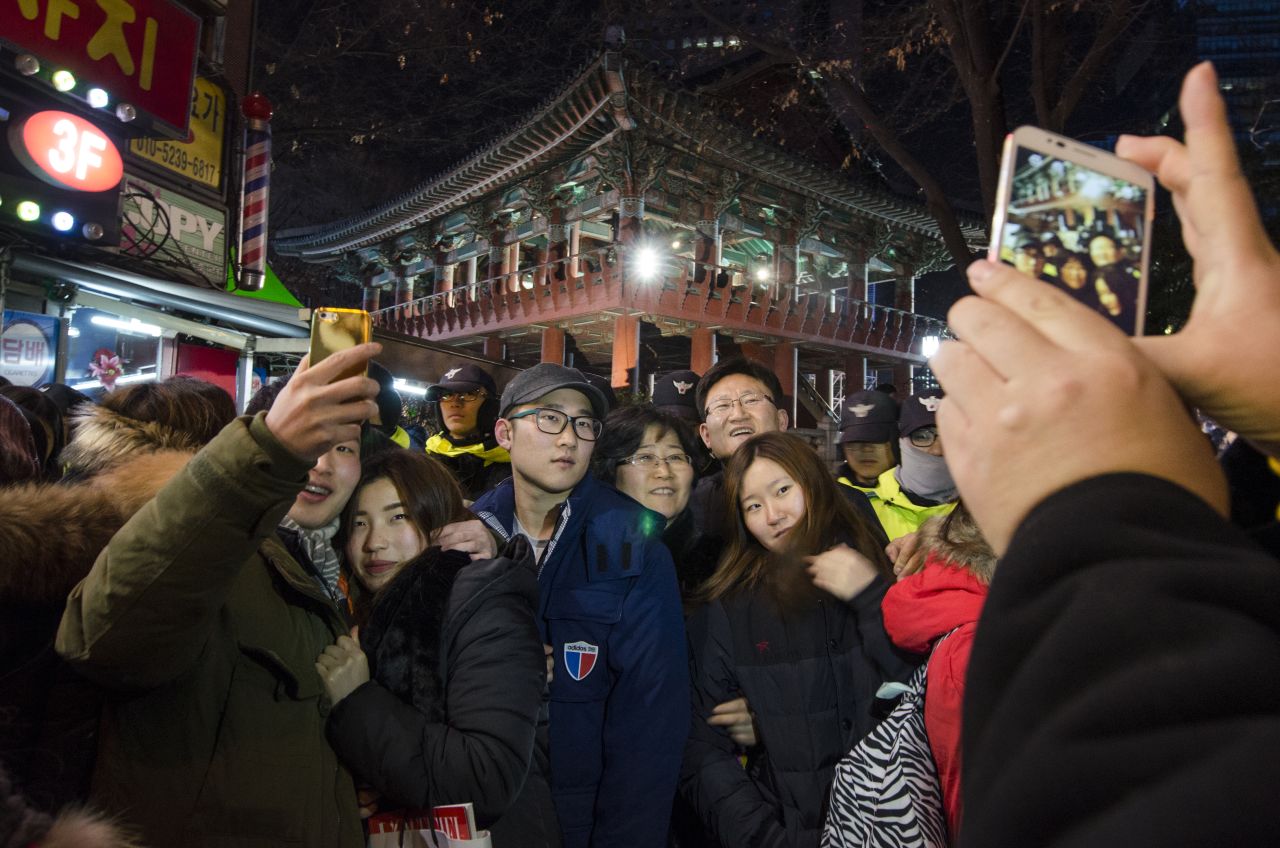 People in Seoul, South Korea, celebrate the new year with a bell-ringing ceremony at the Bosingak Belfry.