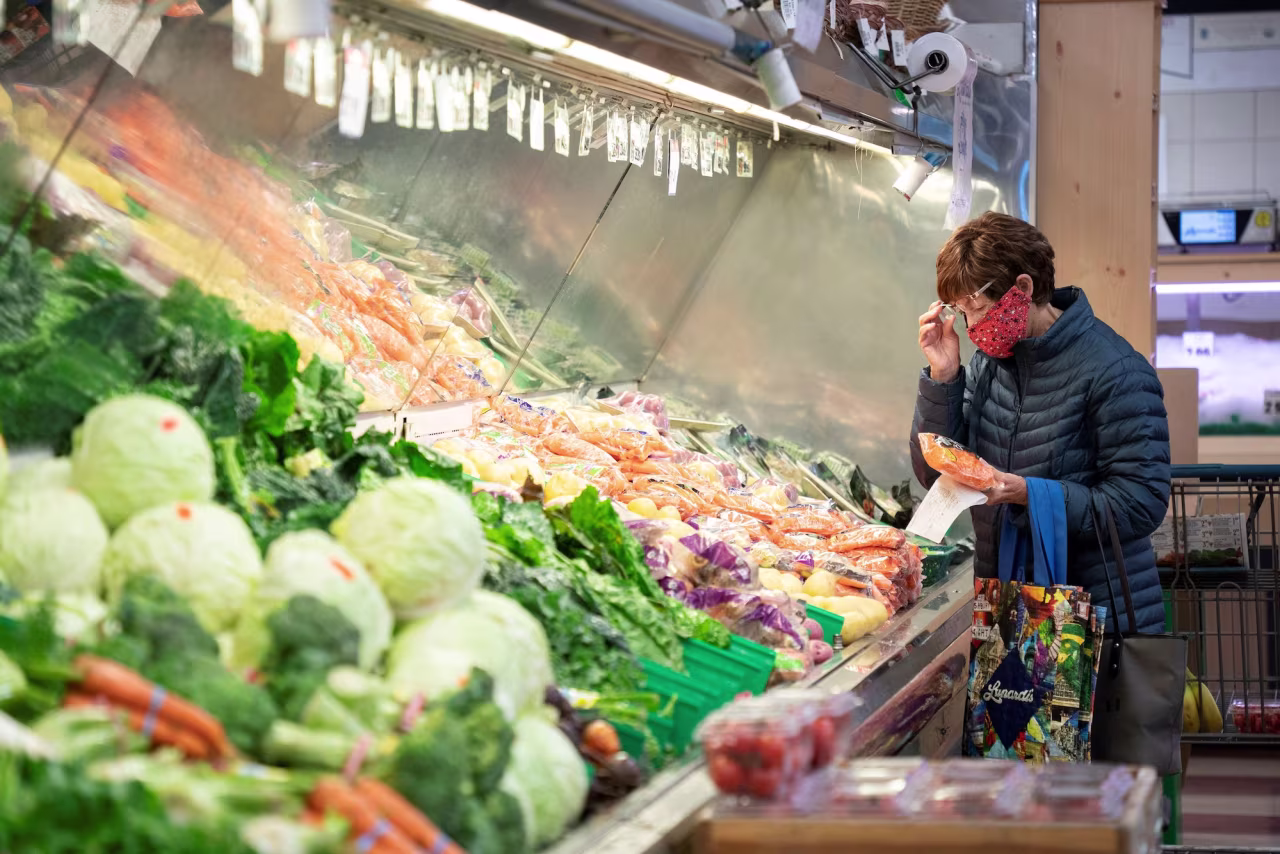 A customer shops at a supermarket in Burlingame, California, on November 14.
