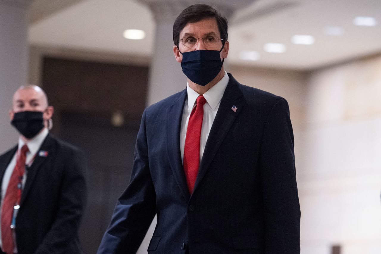 Defense Secretary Mark Esper arrives for a House Armed Services Committee hearing on July 9.